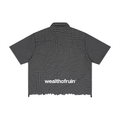 Unisex Distressed Plaid Boxy Shirt