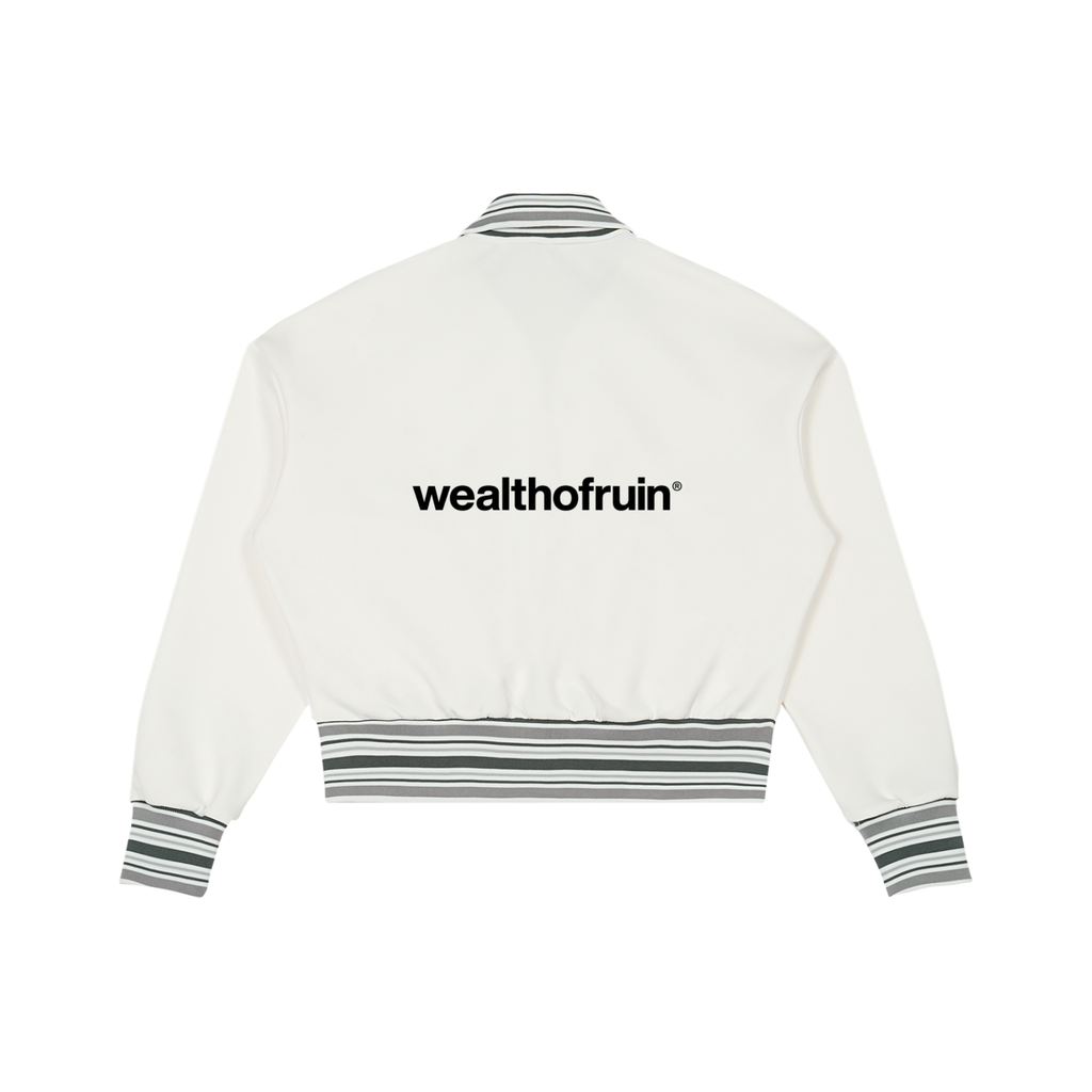 Striped Rib Collar Zip Jacket