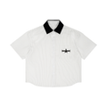Unisex Striped Boxy Contrast Collar Shirt