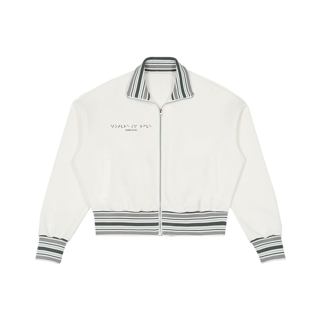 Striped Rib Collar Zip Jacket