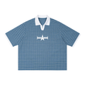 Unisex Boxy Plaid Color Block Polo Shirt