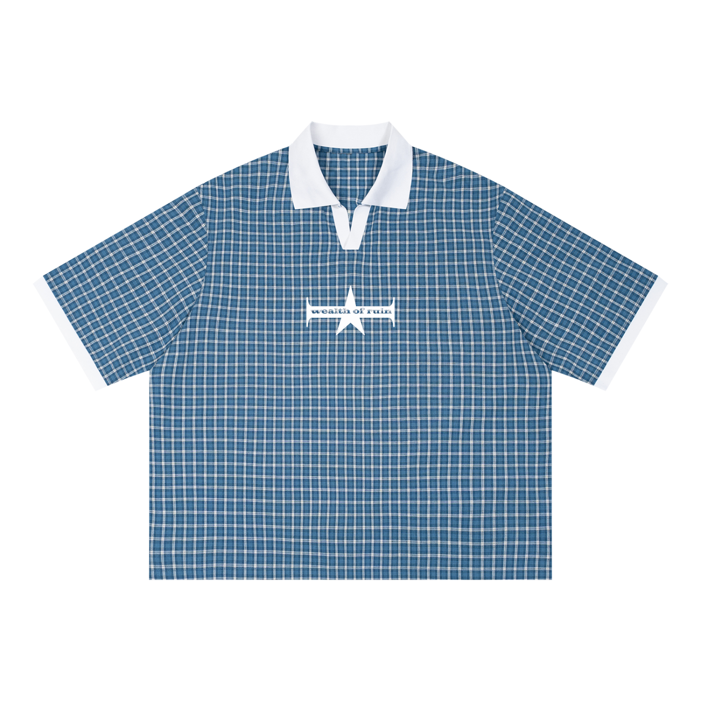 Unisex Boxy Plaid Color Block Polo Shirt