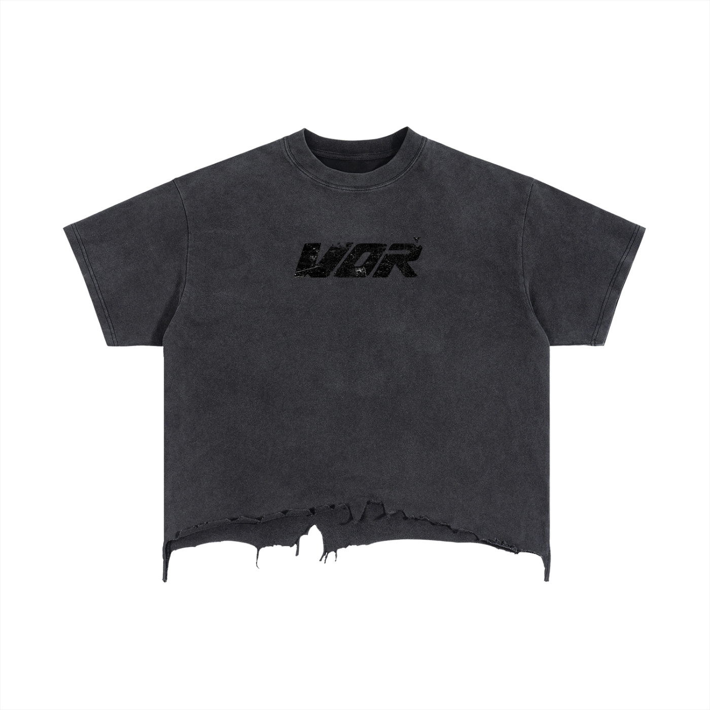 Vintage Wash Boxy Distressed Hem T-Shirt