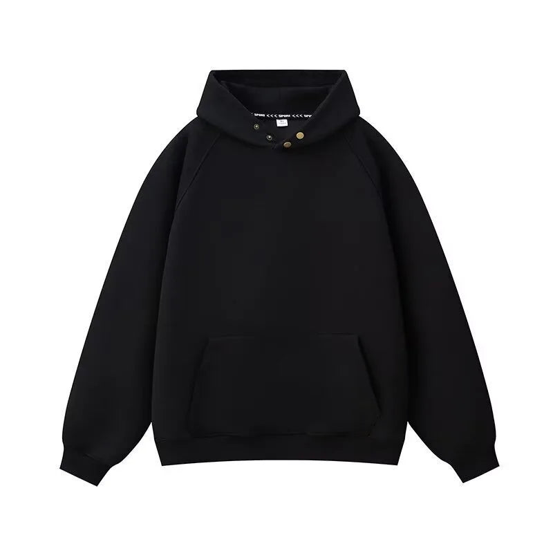 Harajuku Heavyweight Hoodie Couple Autumn Winter Pullover Sweatshirt Solid Color Unisex Loose Fit Street Casual Fashion Outfit