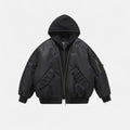 Mens Jacket Harajuku American Aviator Hooded Cotton Bomber Winter Thick Warm Fake Two Piece Streetwear Casual Fashion Coat New
