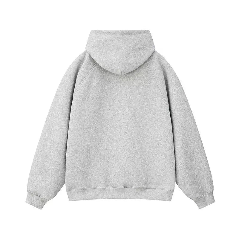 Harajuku Heavyweight Hoodie Couple Autumn Winter Pullover Sweatshirt Solid Color Unisex Loose Fit Street Casual Fashion Outfit