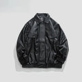 Mens Jacket Harajuku Spring Autumn Faux Leather Coat Lapel Solid Color Plus Size Loose Fit Hong Kong Style Streetwear Fashion
