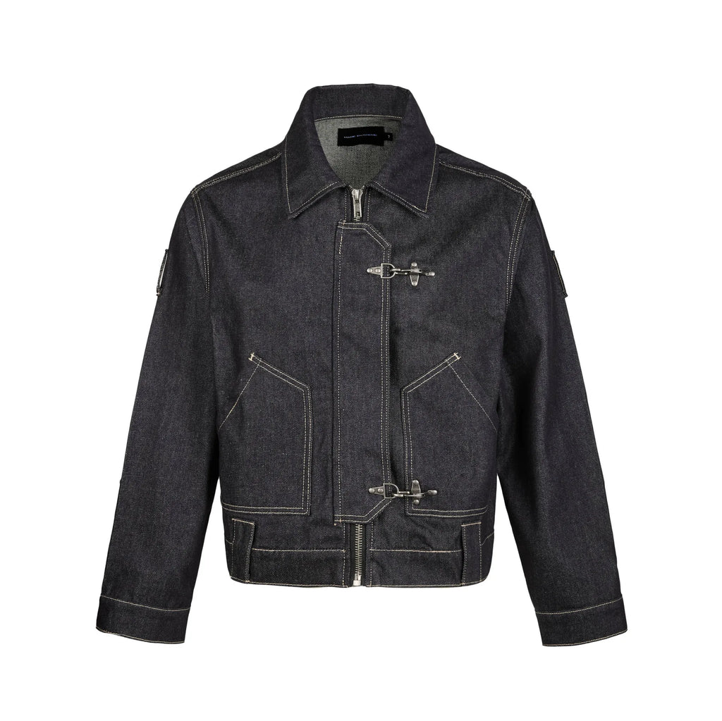 Mens Jacket Harajuku Vintage Washed Patchwork Sport Style Stand Collar Zip Up Outerwear Casual Streetwear Fashion Autumn Winter