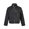 Mens Jacket Harajuku Vintage Washed Patchwork Sport Style Stand Collar Zip Up Outerwear Casual Streetwear Fashion Autumn Winter