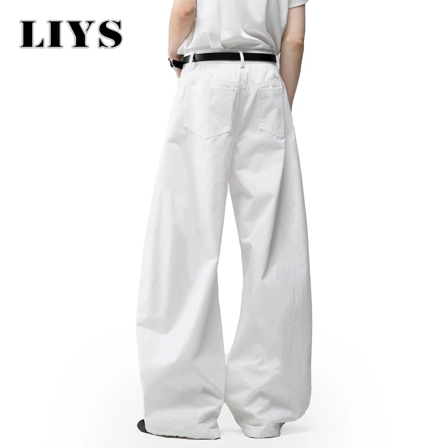 Men's White Baggy Machete Wide-Leg Jeans Daily Casual Denim Pants Solid Business Ladies' Balloon Pants High Street Men's Clothes