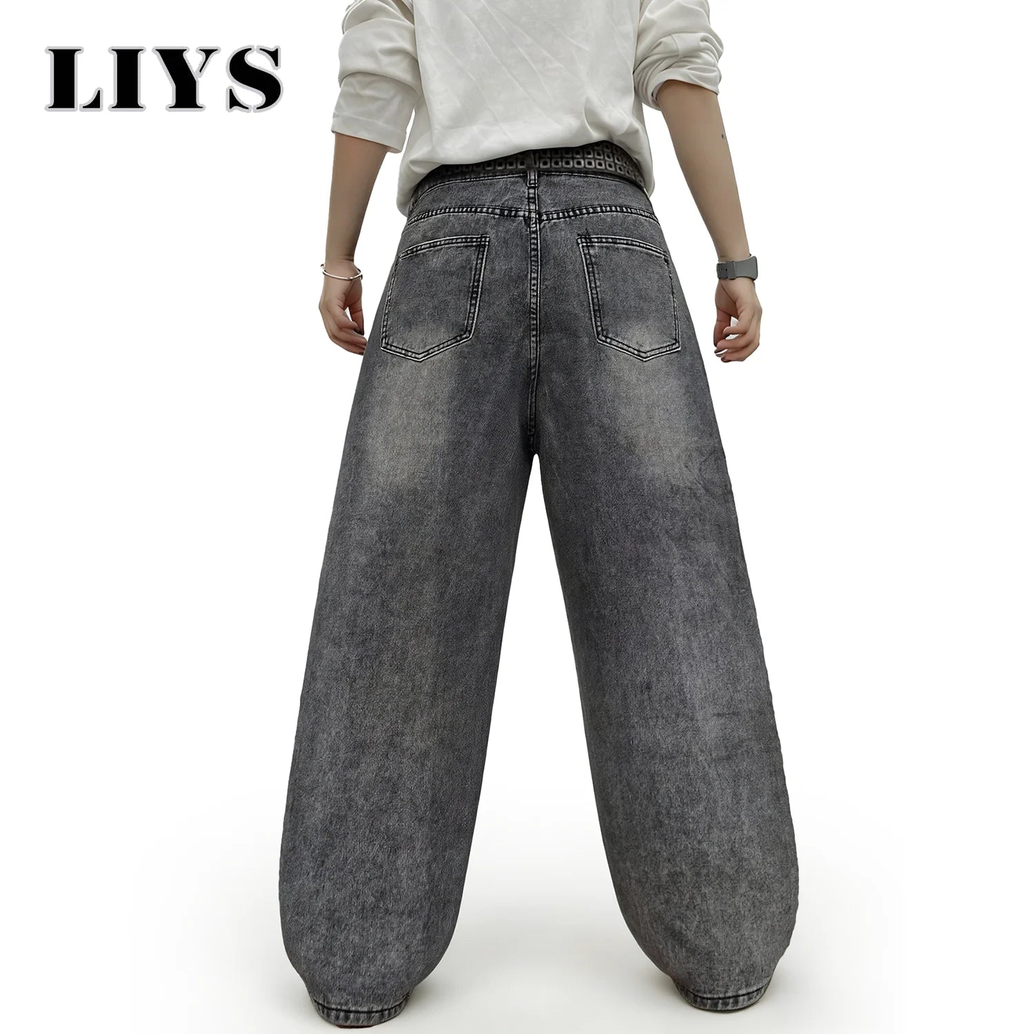 LIYS American Fashion Camouflage Pentagram Printed Jeans KoreanStyle Retro Street Trendy Baggy Wide Leg Casual Denim Pants  ﻿