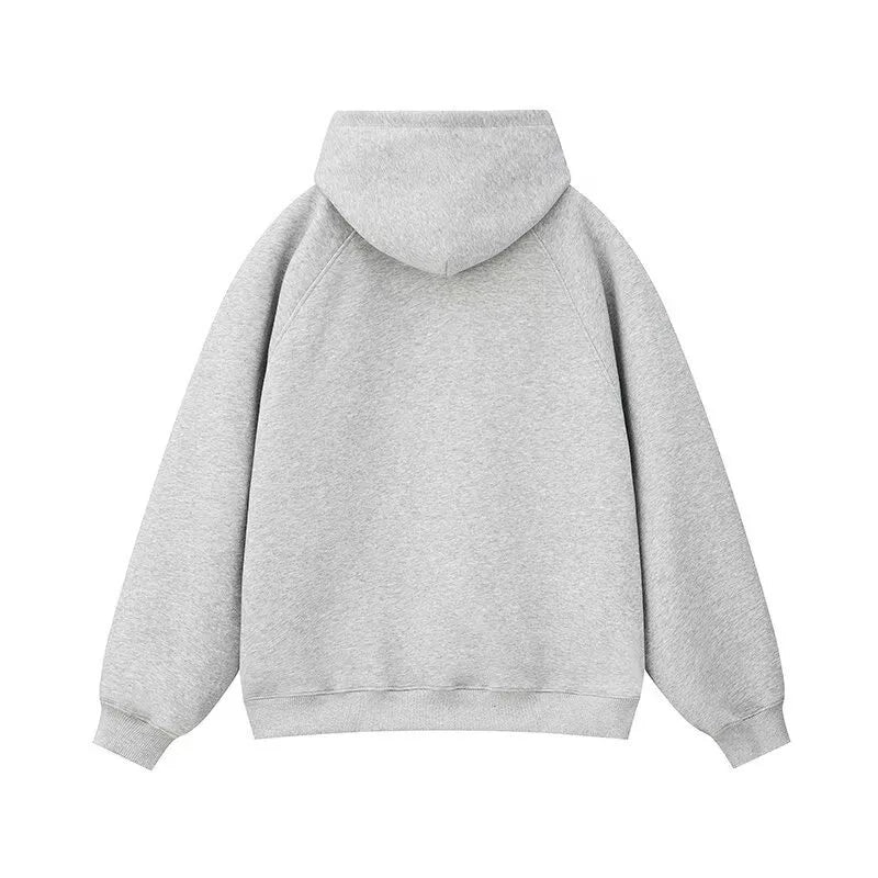 Harajuku Heavyweight Hoodie Couple Autumn Winter Pullover Sweatshirt Solid Color Unisex Loose Fit Street Casual Fashion Outfit
