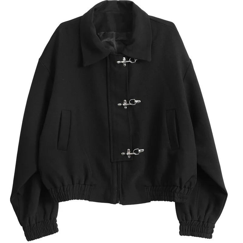 Mens Jacket American Vintage Buckle Streetwear Coat Harajuku Unisex Loose Fit Casual Spring Autumn Fashion Trend Arrival Style