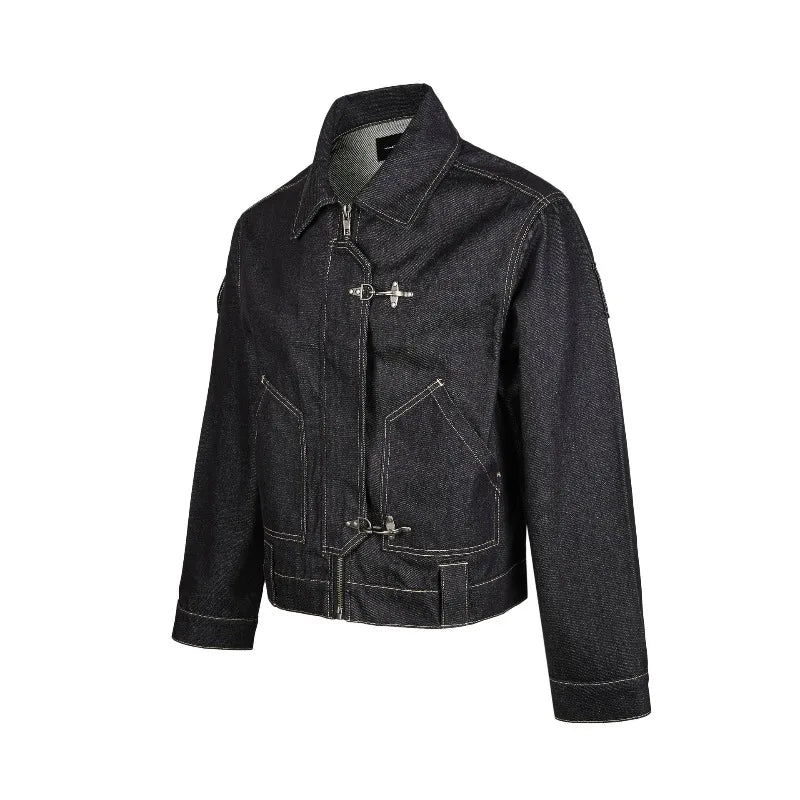 Mens Jacket Harajuku Vintage Washed Patchwork Sport Style Stand Collar Zip Up Outerwear Casual Streetwear Fashion Autumn Winter