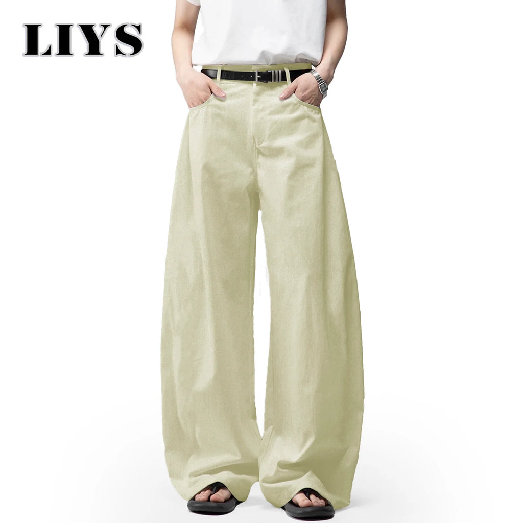 Men's White Baggy Machete Wide-Leg Jeans Daily Casual Denim Pants Solid Business Ladies' Balloon Pants High Street Men's Clothes