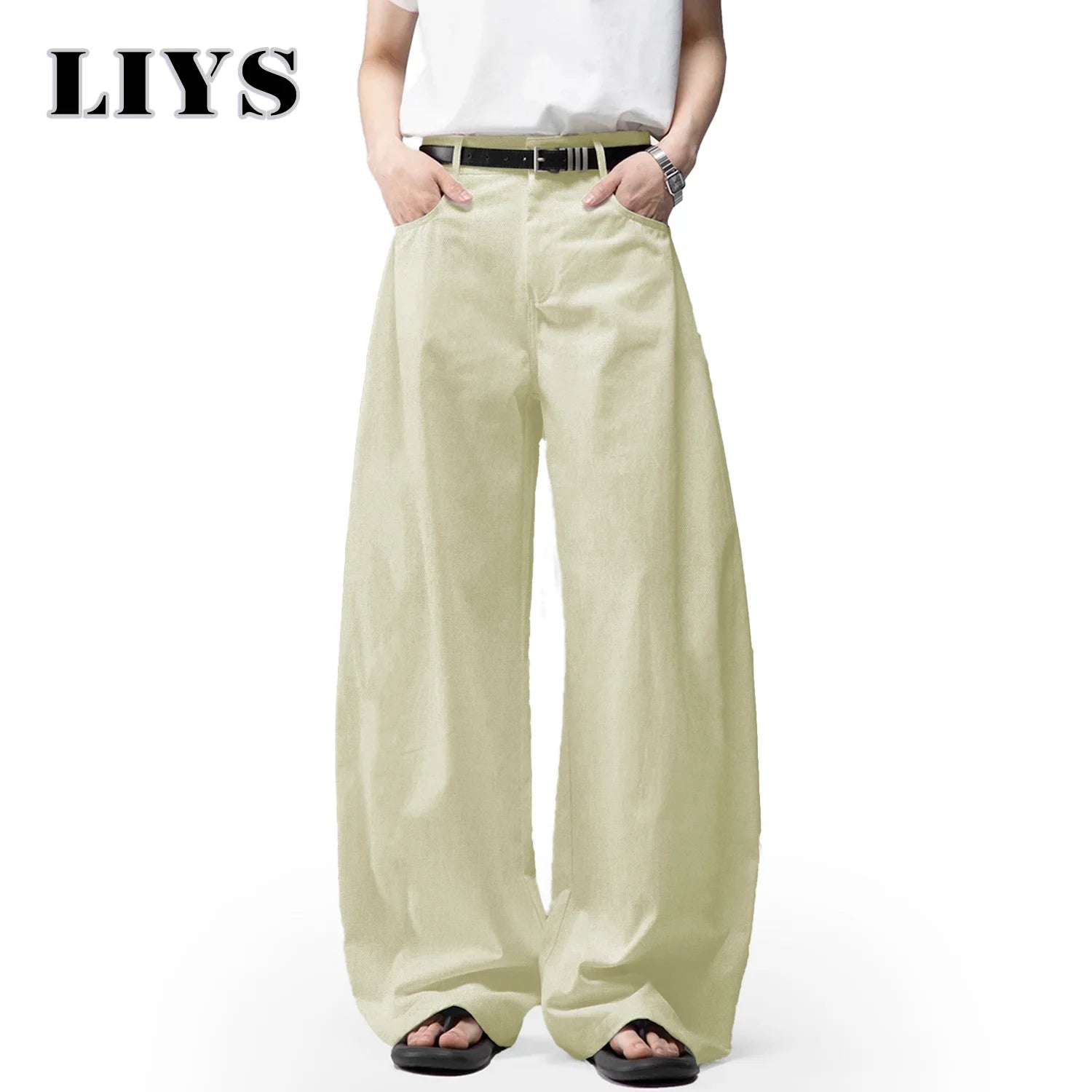 Men's White Baggy Machete Wide-Leg Jeans Daily Casual Denim Pants Solid Business Ladies' Balloon Pants High Street Men's Clothes