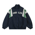 Harajuku Men's Windbreaker Jacket Loose Color Block Stand Collar Zipper Coat Waterproof Windproof Pilot Style American Street