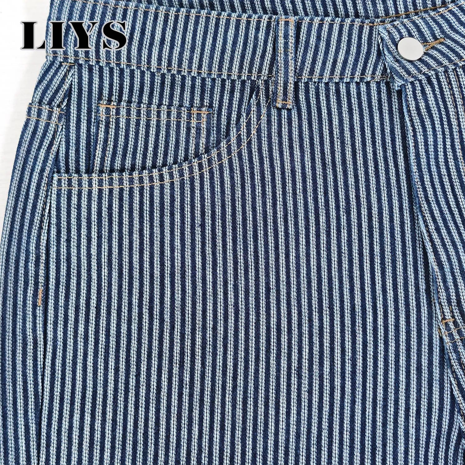 LIYS Men's American Fashion Brand Classic Retro Striped High Street Casual Lazy Business Wide Leg Straight Leg Jeans Oversized