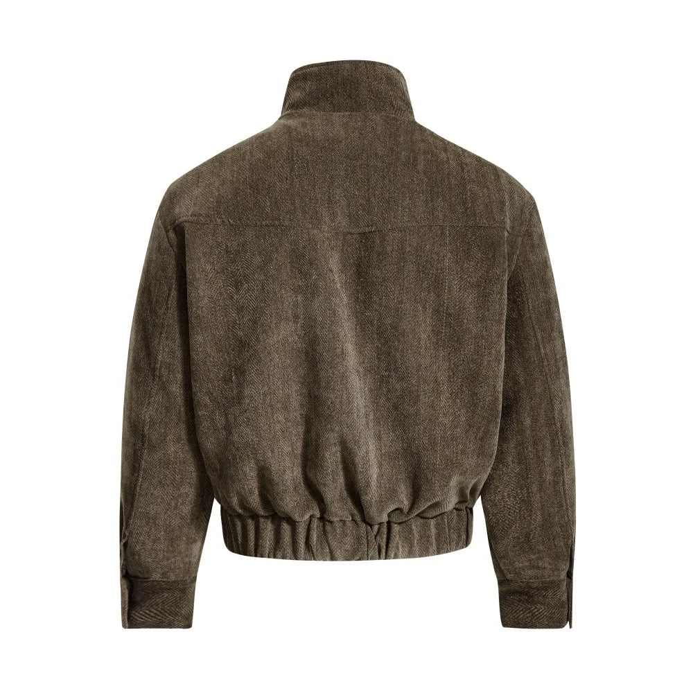 Jackets for Man Streetwear American Workwear Jacket Stand Collar Solid Color Loose Fit Casual High Neck Autumn Winter Fashion