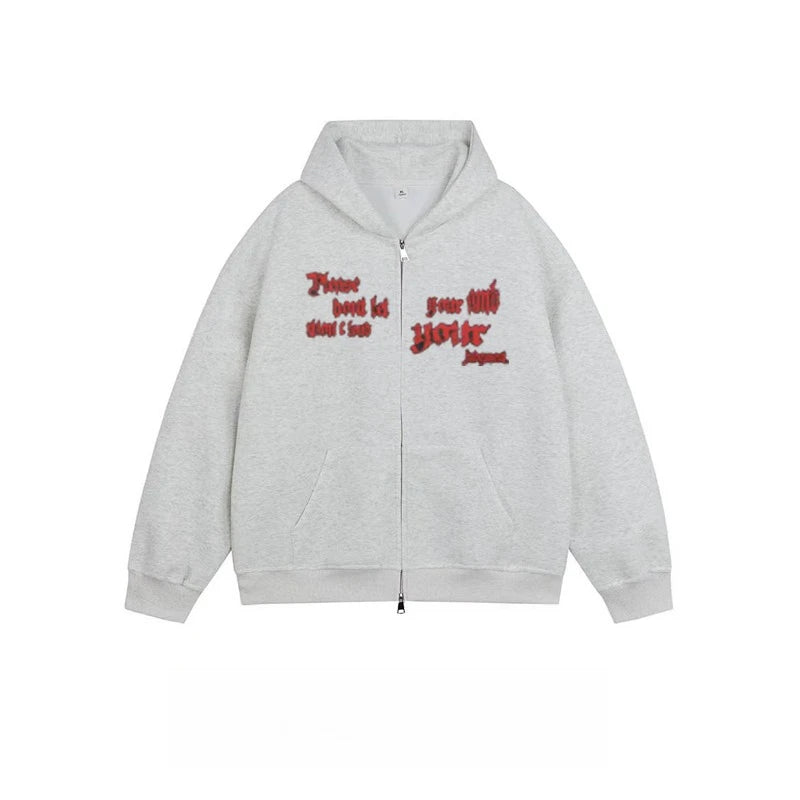 American Vintage Streetwear Hoodie Unisex Y2K Hip Hop Style Winter Fleece Lined Pullover Dark Graphic Print Loose Fit Casual Top