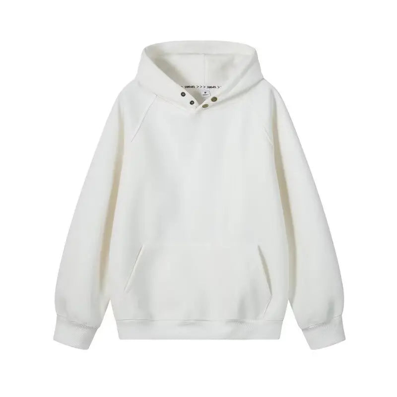 Harajuku Heavyweight Hoodie Couple Autumn Winter Pullover Sweatshirt Solid Color Unisex Loose Fit Street Casual Fashion Outfit