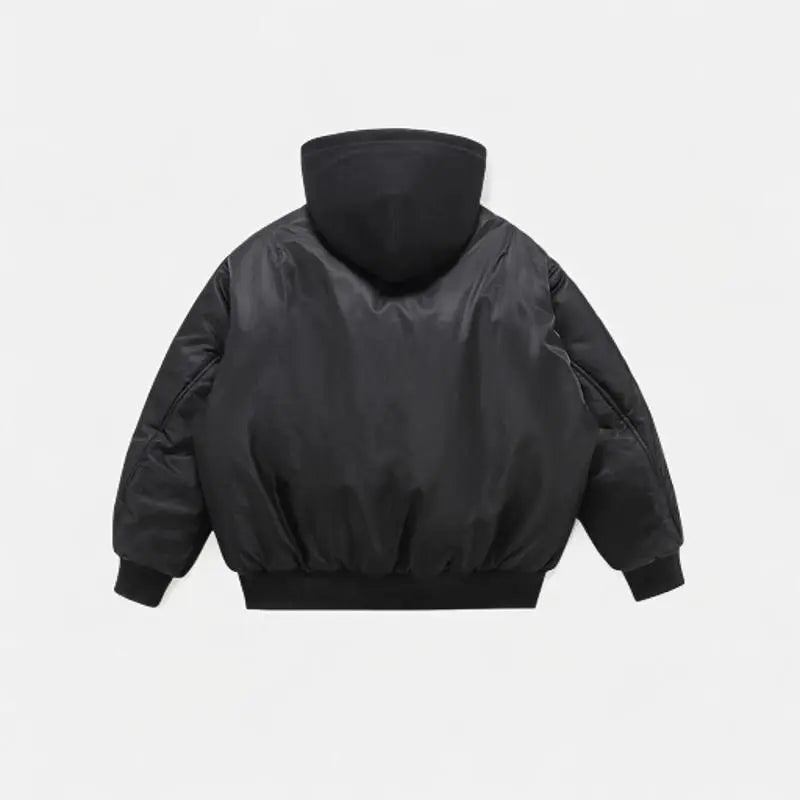 Mens Jacket Harajuku American Aviator Hooded Cotton Bomber Winter Thick Warm Fake Two Piece Streetwear Casual Fashion Coat New