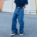 LIYS Men's Cargo Multi Pocket Workwear Jeans Solid Color Baggy Straight Leg Denim Pants Baggy Jeans Man Work Clothes Goth Pants