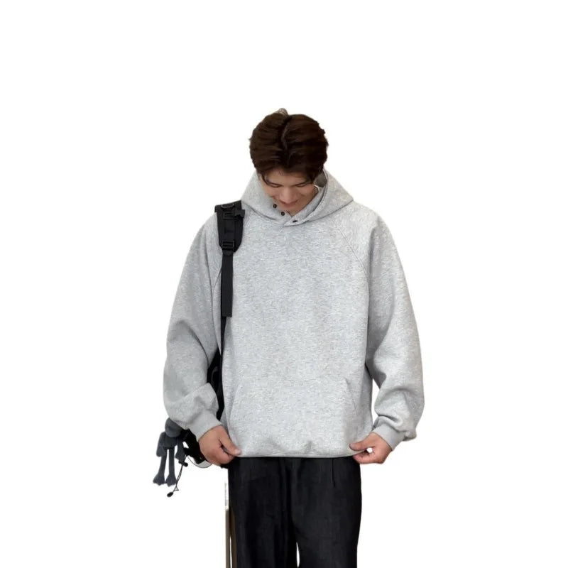 Harajuku Heavyweight Hoodie Couple Autumn Winter Pullover Sweatshirt Solid Color Unisex Loose Fit Street Casual Fashion Outfit