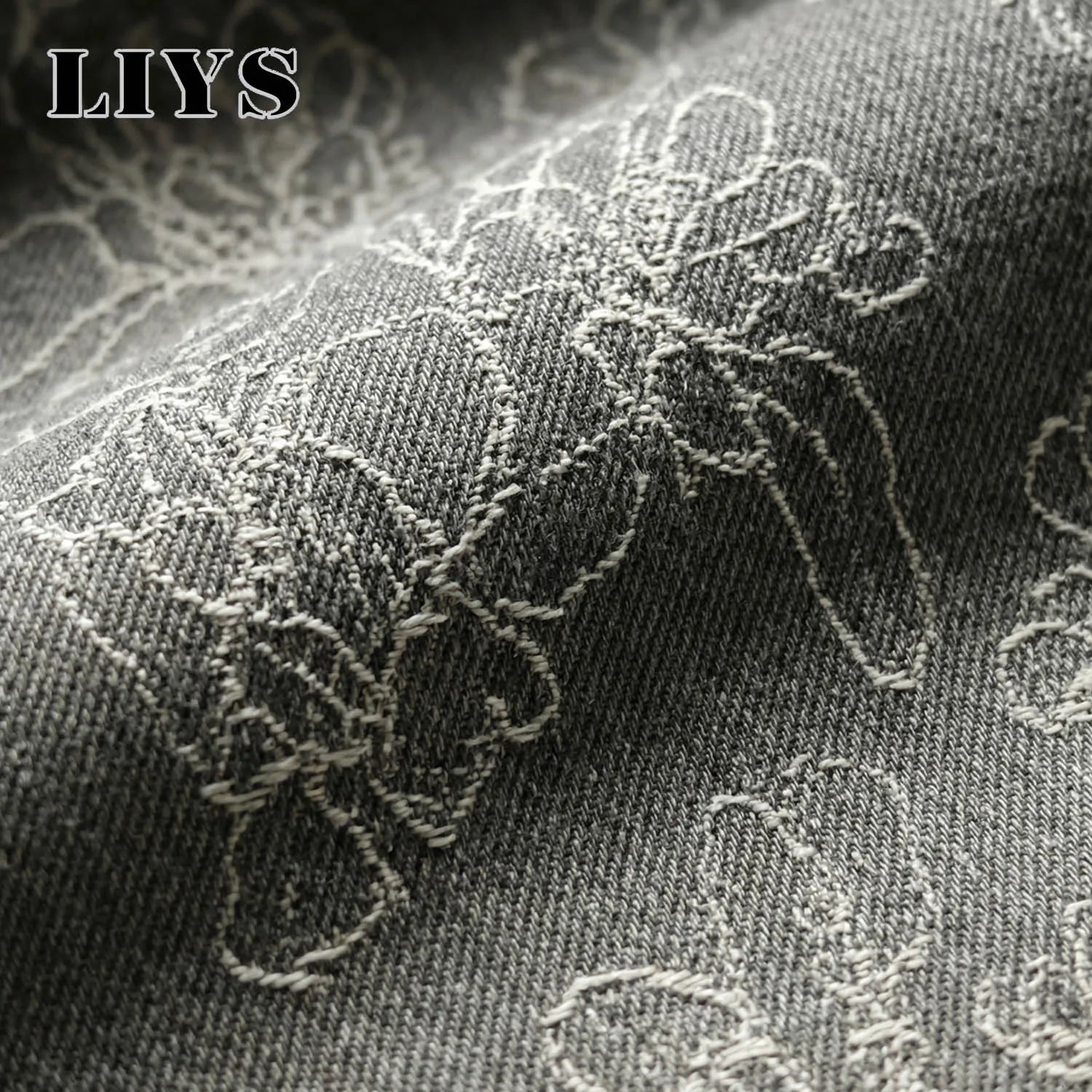 LIYS New Japanese Korean Style Floral Jacquard Fabric Baggy Straight-Leg Jeans American Retro Daily Casual Denim Pants Unisex