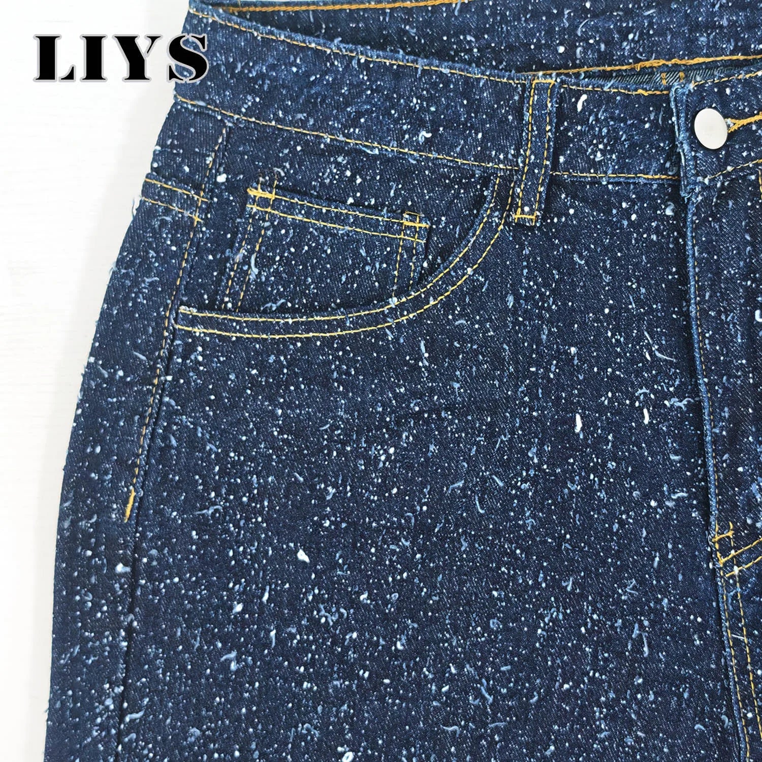 LIYS Men's American Loose Casual High Street Niche Hook Flower Wide Leg Denim Pants High-End Street Style Straight Leg Pants