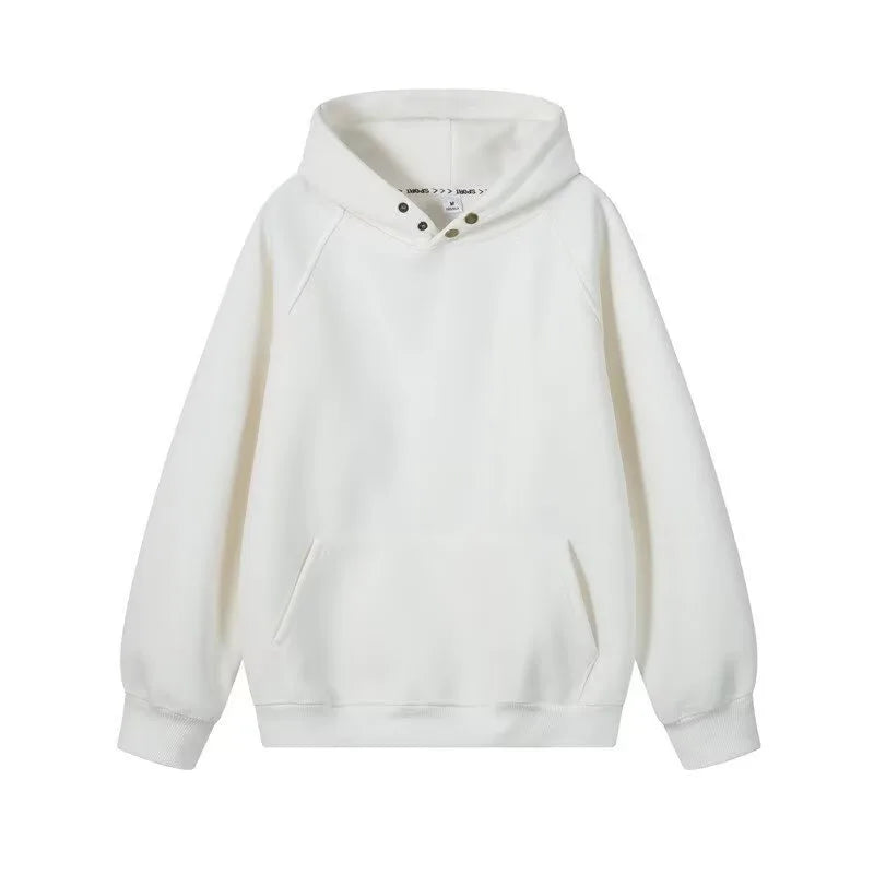 Harajuku Heavyweight Hoodie Couple Autumn Winter Pullover Sweatshirt Solid Color Unisex Loose Fit Street Casual Fashion Outfit