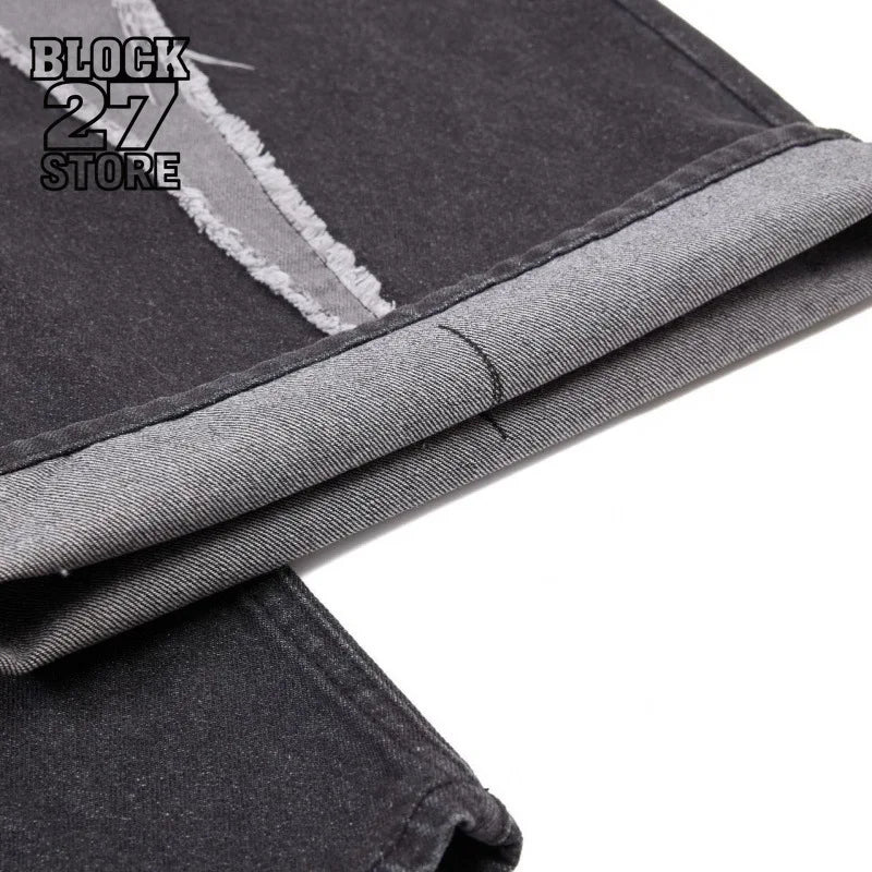 Y2K Streetwear High Street Trendy Men Women Colorblock Jeans Loose Casual Pants Retro Gothic Denim Jeans Harajuku Hip Hop Unisex