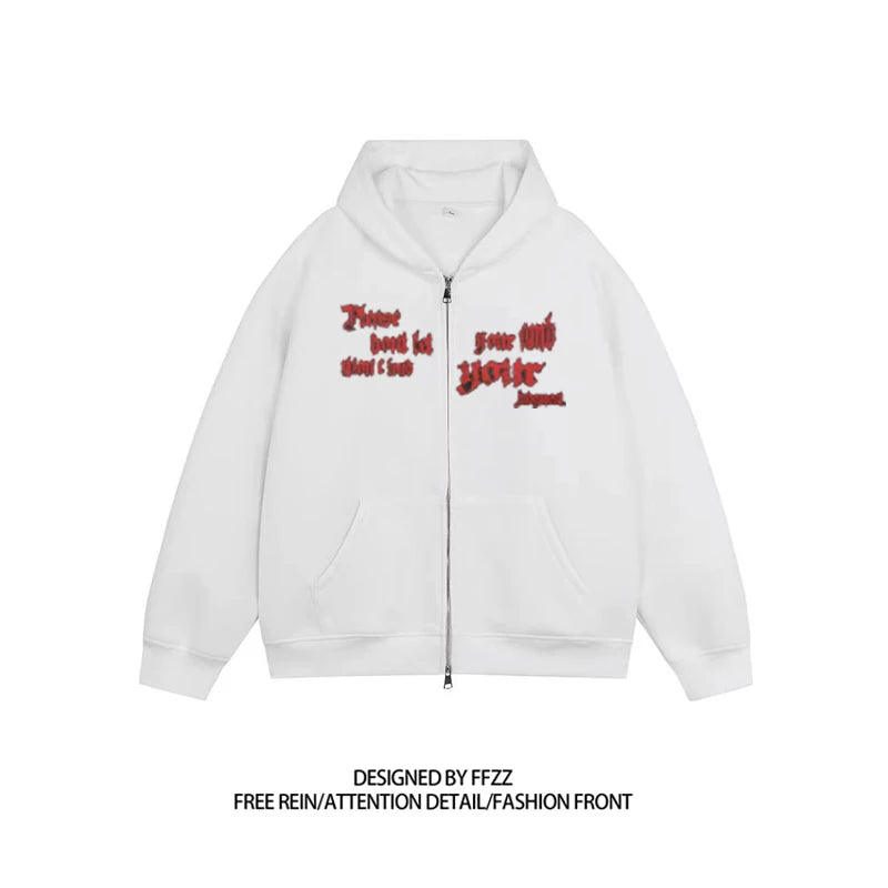 American Vintage Streetwear Hoodie Unisex Y2K Hip Hop Style Winter Fleece Lined Pullover Dark Graphic Print Loose Fit Casual Top