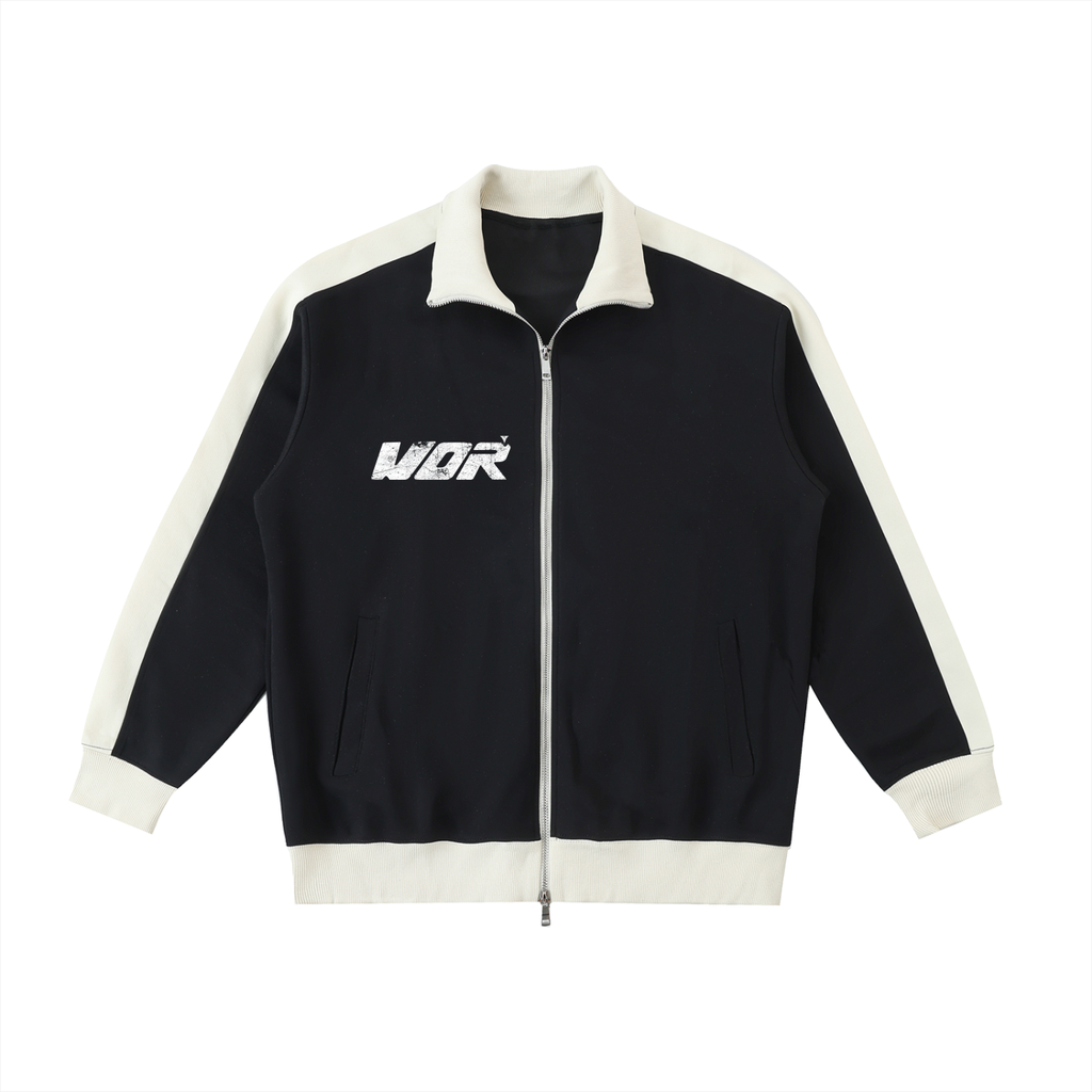 Contrast Trim Stand Collar Jacket